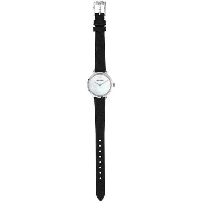 Emporio Armani Modern White Dial Black Leather Strap Watch For Women - AR11159 - Image 4